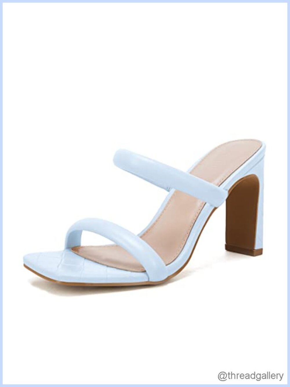 Coutgo Faux Leather Square Open Toe Chunky Heel Mule Sandals